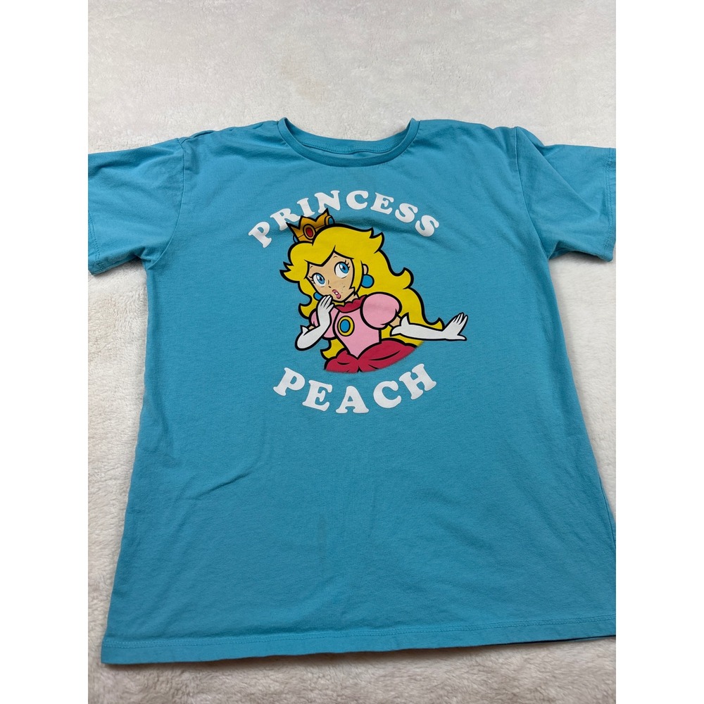 Nintendo Super Mario Princess Peach Blue Graphic T-Shirt Kids XL 14/16 Tee